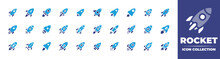 Rocket Icon Set Full Style. Solid, Disable, Gradient, Duotone, Regular, Thin. Vector Illustration And Transparent Icon.