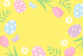 Wall Mural - easter vector background with eggs and flowers for banners, cards, flyers, social media wallpapers, etc.