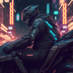 futuristic man on a futuristic motorbike