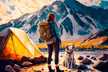 Camping In The Mountains Oil Painting