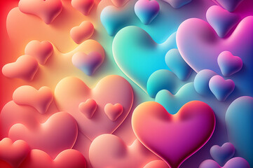 Wall Mural - colourful vector illustration of valentines day hearts for wallpapers and background created with generative ai