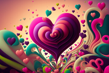 Wall Mural - colourful vector illustration of valentines day hearts for wallpapers and background created with generative ai