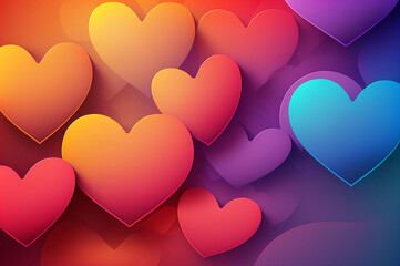 Wall Mural - colourful vector illustration of valentines day hearts for wallpapers and background created with generative ai