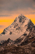 Scenery Of Mount Tawoche In Himalayas At Sunset, Solukhumbu District, Nepal
