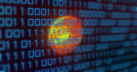 Poster - Image of binary code over yellow planet