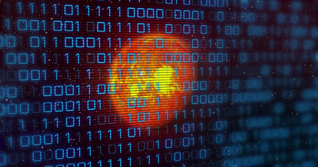 Poster - Image of binary code over yellow planet
