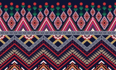 Abstract ethnic geometric flower pattern design pattern for background,fabric,wrapping,clothing,carpet,wallpaper,clothing,wrapping,batik,fabric