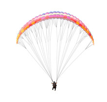 The Sportsman Flying On A Paraglider. Beautiful Paraglider In Flight On A White Background. 