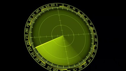 Wall Mural - Radar HUD Screen Animation 4K. Motion graphic of colorful sonar radar screen searching an object with line digital technology background.