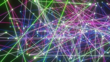 Fototapete - Abstract Digital technology Network glowing dots and lines background 3D rendering