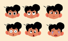 Vector Boy Face And Different Facial Expressions
