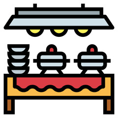 Sticker - buffet filled outline icon style