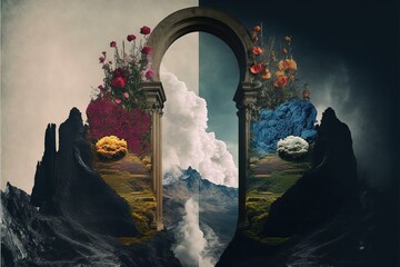 Wall Mural - Heaven and Earth in between an eternal gateway to a lost fantasy world.