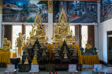 Khon Kaen, Thailand, Jan 13, 2023 : Phra Mahathat Kaen Nakhon (Wat Nong Wang ), Pagoda-style Buddhist Temple Featuring 9 Receding Levels Topped With A Soaring Golden Spire.