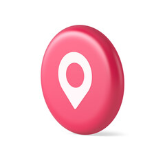 Poster - gps map pin location service button application direction distance pointer 3d round realistic icon