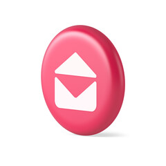 Poster - Email open envelope letter received incoming message button 3d round realistic icon