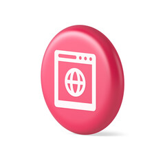 Poster - Browser website internet searching online connection button web page information 3d realistic icon