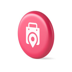 Poster - Shop location map pin with shopping bag button web app design round realistic icon