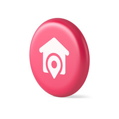 Poster - House location GPS route button distance navigation map pin pointer address direction 3d realistic icon