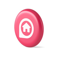 Poster - House in map pin GPS location distance searching button real estate agency app 3d realistic icon