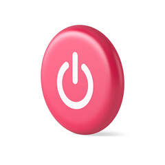 Poster - Shutdown turn on off button energy switch power start stop web app design 3d round realistic icon