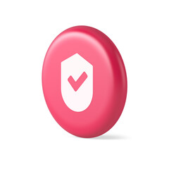 Poster - Done checkmark shield button success protection approved password web app 3d round realistic icon