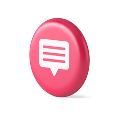 Poster - Chat box speech bubble button social networks texting internet communication 3d realistic icon