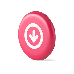 Poster - Down arrow circle frame button web interface pointer navigation app 3d round realistic icon