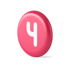 Poster - Four number pink circle button keyboard interface financial calculation service 3d realistic icon