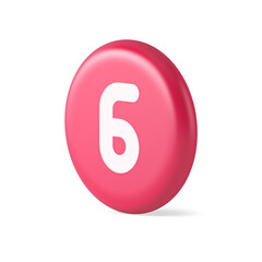 Poster - Six pink button number calculator finance counting user interface keyboard panel 3d realistic icon