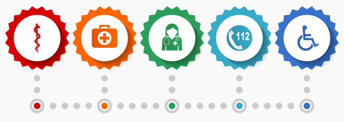 Aufkleber - Healthcare vector icons, medicine and hospital flat design web badges collection, business infographic template