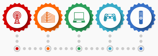 Leinwandbilder - Technology vector icons, communications flat design web badges collection, business infographic template