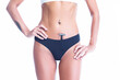 © danmorgan12 - Female Healthcare Ideas. Caucasian Slim Woman With Perfect Fit Body While Putting Off Black Tonga Thong Off Her Buttocks With Manual Shaver Inside Over White
