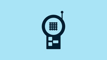 Sticker - Blue Baby Monitor Walkie Talkie icon isolated on blue background. 4K Video motion graphic animation