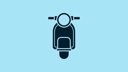 Poster - Blue Scooter icon isolated on blue background. 4K Video motion graphic animation