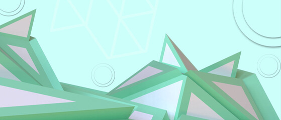 Aufkleber - Abstract technology Background. Business success and Futuristic Triangle Geometric shapes Paper Cut for Arrows and Network connection structure concept on green. copy space, digital -3d Rendering