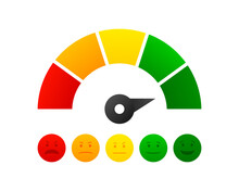 Emotional Icons Indicating Quality, Level, Rating. Business Indicators Concept. Grades Of Different Levels, Such As Bad, Normal, Good, Excellent. Vector Illustration.
