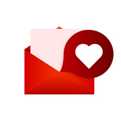 Poster - Open Mail Notification with heart bubble. Valentines day. Love message concept. Vector illustration.