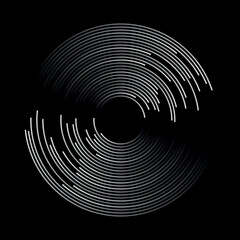 Poster - Abstract white circle lines on black background. Logo, icon or design element.