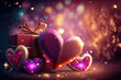Hearts Glitter and Gifts, Love and Valentine Decoration Background 2023