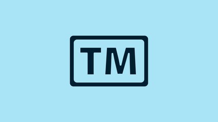 Canvas Print - Blue Trademark icon isolated on blue background. Abbreviation of TM. 4K Video motion graphic animation