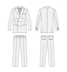 2 piece suits  ( double breasted ) vector template illustration | white