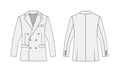 Sticker - Double breasted suit jacket vector template illustration | white