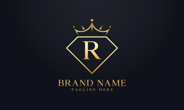 Diamond crown vector. Luxury queen logo for jewelry vector with letters