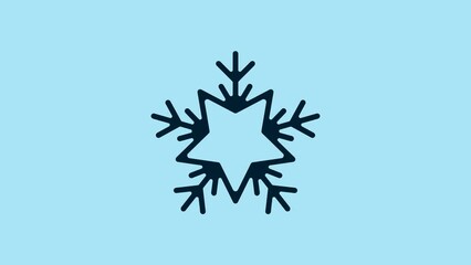 Poster - Blue Snowflake icon isolated on blue background. Merry Christmas and Happy New Year. 4K Video motion graphic animation