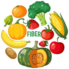 Sticker - Vegetables and fruits fiber foods group