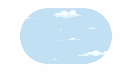 Poster - Animated blue sky with clouds. Peaceful weather. Looped flat 2D scene 4K video footage. Color isolated animation on white background with alpha channel transparency for website, social media
