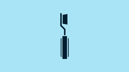 Poster - Blue Toothbrush icon isolated on blue background. 4K Video motion graphic animation