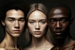 © Ignacio Ferrándiz - Portrait of multi-ethnic group of 3 beautiful young People. . Generative AI