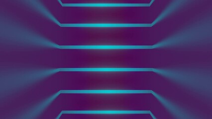 Aufkleber - Creative background with bright floating strips of neon light on a purple surface. Creative concept design. Digital seamless loop animation. 3d rendering. HD resolution